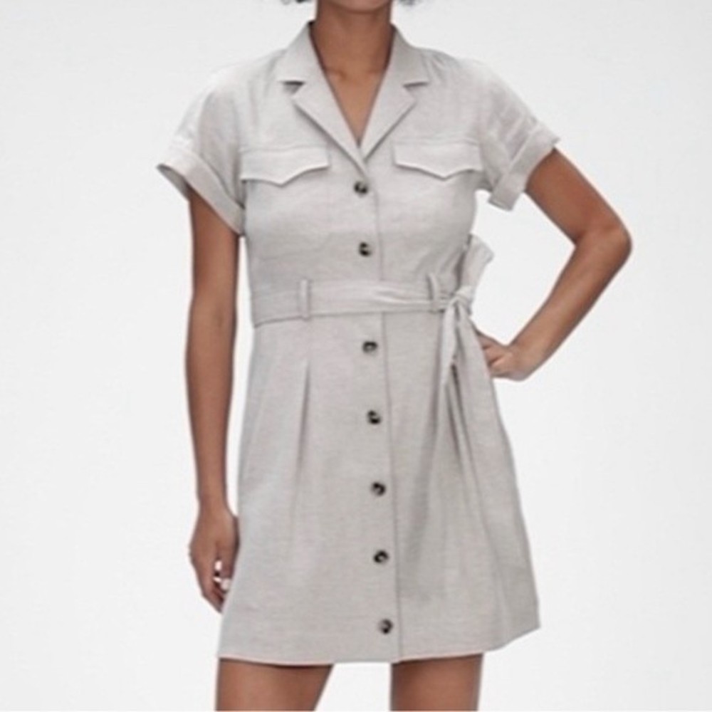 Banana Republic Belted Linen/Cotton Shirt Dress